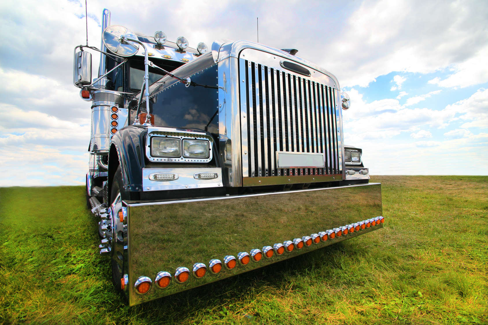 front of semi truck cab